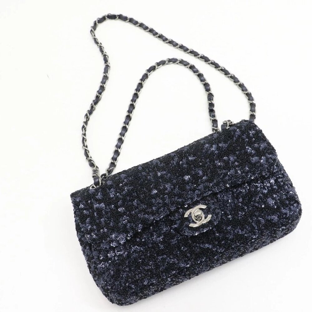 Chanel Timeless Blue Night Micro-Glitter Flap Bag